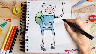 How to draw Finn Mertens / Adventure Time - Easy step-by-step drawing lessons for kids