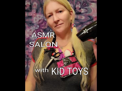 ASMR HAIR SALON with KID TOYS [Brush, Spray, Cut, Blow-dry, Color, Curl & Crimp, Beeps] Role-play