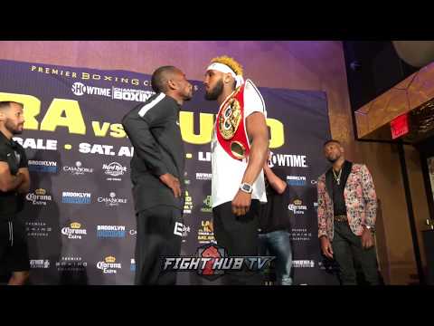 ERISLANDY LARA VS JARRETT HURD HAVE HEATED FACE OFF,  LARA LAUGHS AT HURD