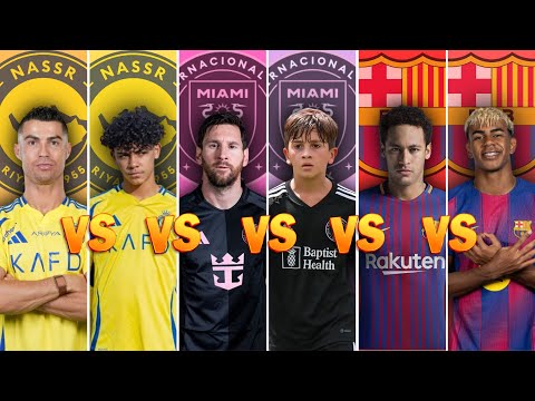 Comparison: Ronaldo vs Messi vs Neymar vs Ronaldo Jr vs Thiago Messi vs Lamine Yamal