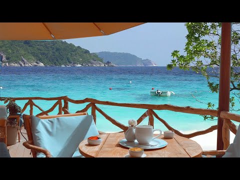 Seaside Cafe Ambience - Bossa Nova Music, Smooth Jazz BGM, Ocean Wave Sound for Study & Relaxation