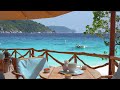 Seaside Cafe Ambience - Bossa Nova Music, Smooth Jazz BGM, Ocean Wave Sound for Study & Relaxation