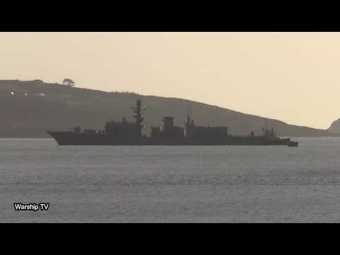 MOTHBALLED HMS IRON DUKE F234 PASSES RFA WAVE KNIGHT A389 IN PLYMOUTH SOUND - 17th January 2019