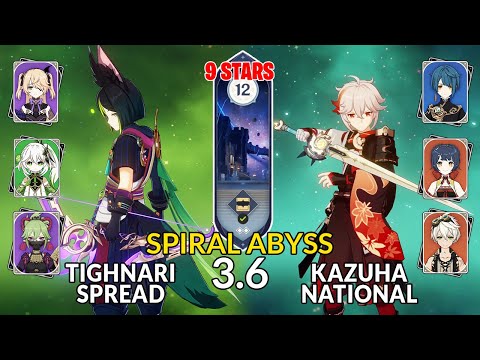 NEW 3.6 Spiral Abyss!│Tighnari Spread & Kazuha National | Floor 12 - 9 Stars | Genshin Impact