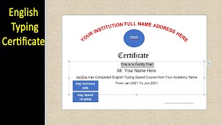 English Typing Certificate format