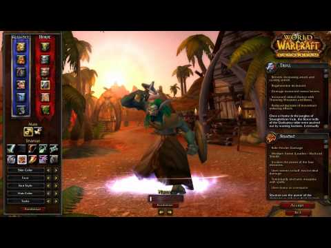 ▶ World of Warcraft - Troll male classes (character creation) - TGN.TV