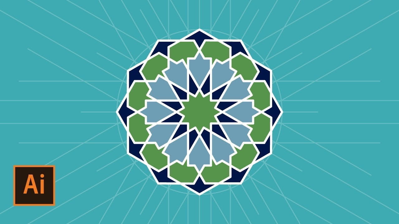 How to Create an Islamic Geometric Pattern #5 | Illustrator Tutorial - زخارف اسلامية هندسية