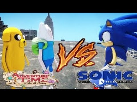 Sonic The Hegehog Vs Jake & Finn Adventure Time EPIC BATTLE