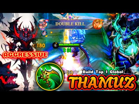 AGGRESSIVE THAMUZ JUNGLE AMAZING MOMENTS GAMEPLAY | BUILD TOP 1 GLOBAL THAMUZ | MLBB