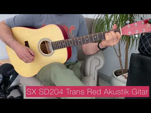 SX SD204 Trans Red Akustik Gitar