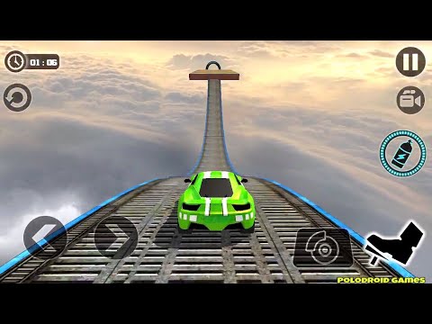 Impossible Stunt Car Tracks 3D: Green Car Driving Stunts Levels 13 & 14 - Android GamePlay