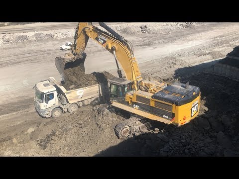 Caterpillar 390D Excavator Loading Mercedes Arocs 4142 Trucks - Pyramis ATE