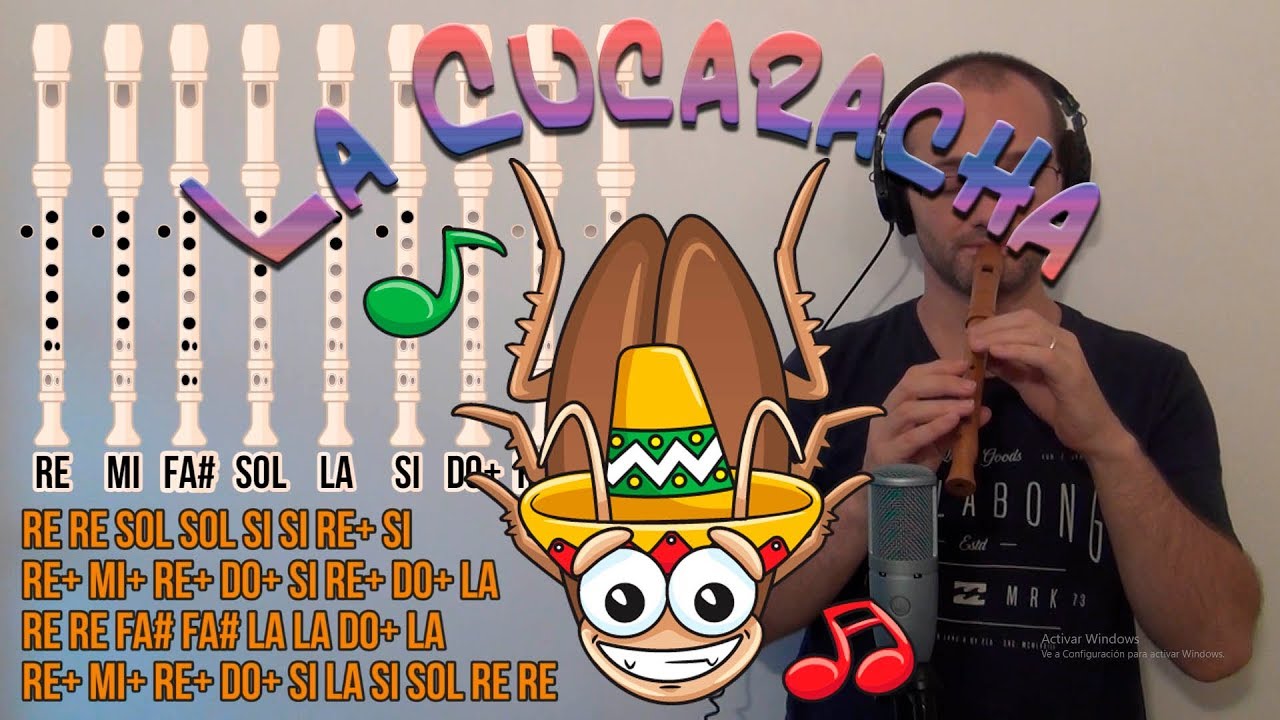 La Cucaracha para Flauta dulce - CANCION FACIL - Tutorial & Cover con Notas