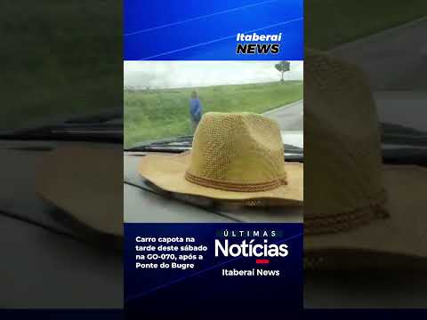 Carro capota na tarde deste sábado na GO-070, após a Ponte do Bugre