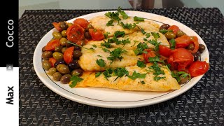 FILETTI di MERLUZZO con OLIVE e POMODORINI - Filetti surgelati veloci da preparare