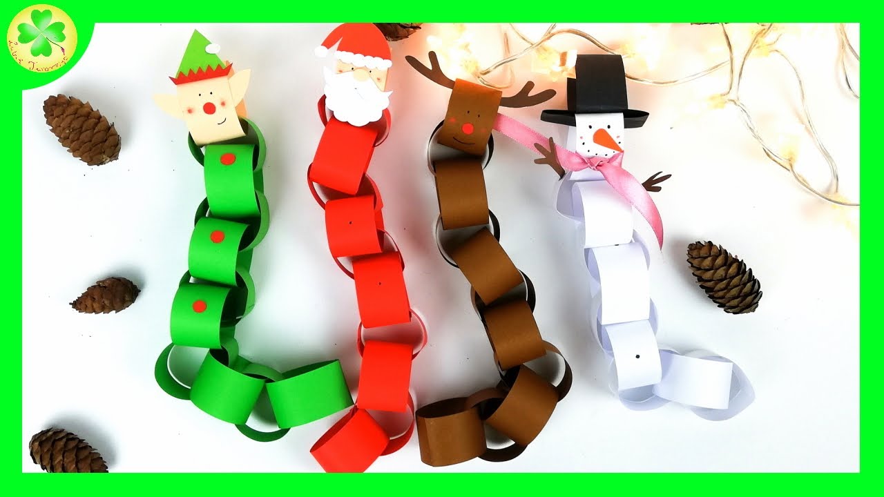 Świąteczne dekoracje z pasków papieru - łańcuch choinkowy