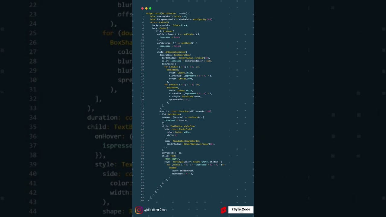 Neon Effect 🌟 in #flutter Subscribe to 2ByteCode #flutterforbeginners