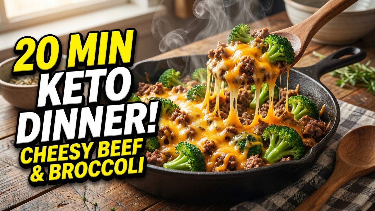 Cheesy Ground Beef And Broccoli Skillet | Quick Twenty Minute Keto Meal Prep