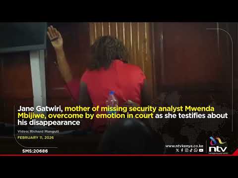 Jane Gatwiri, mother of missing security analyst Mwenda Mbijiwe, overcome by emotion in court