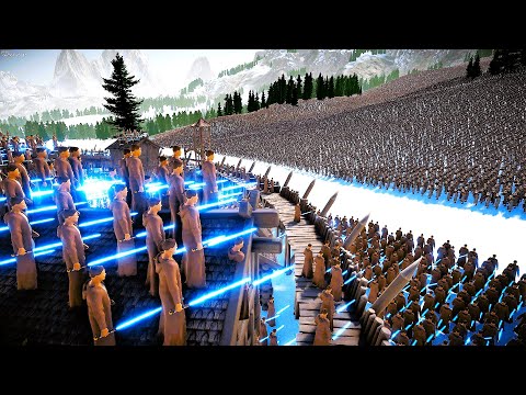 LASER KNIGHTS of Village Hidden in Snow vs Heavy Knights - Ultimate Epic Battle Simulator | UEBS 2