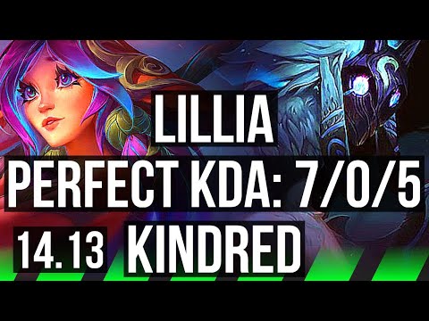 LILLIA vs KINDRED (JGL) | 7/0/5, 68% winrate, Godlike | NA Grandmaster | 14.13