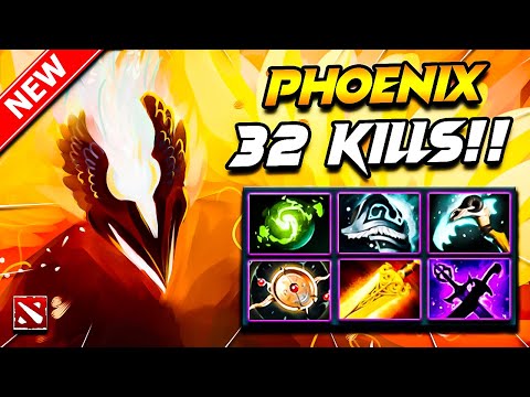 32 Kills PHOENIX DOTA 2 Gameplay | Dota 2 PHOENIX Gameplay | Phoenix Carry Build Pro Gameplay 7.39