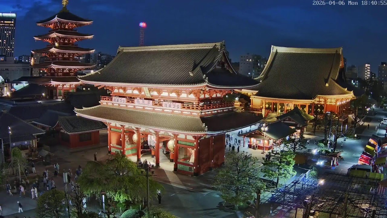 【LIVE CAMERA】浅草ライブカメラ「浅草寺 宝蔵門」（浅草中屋  屋上より）