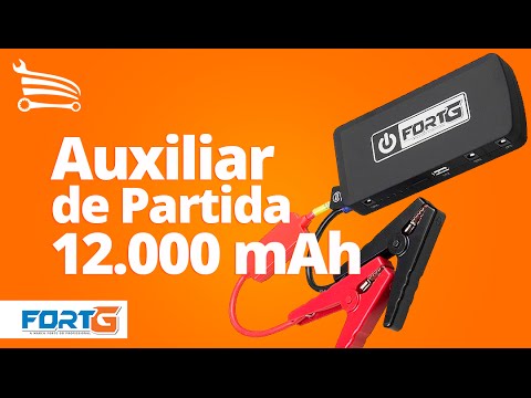 Auxiliar de Partida 12.000mAh, Mini Compressor, Carregador, Cabo Chupeta e Lanterna - Vídeo