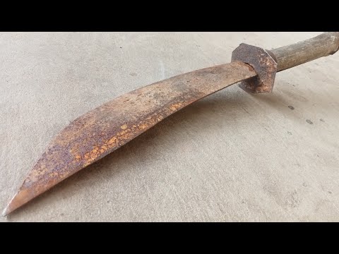 Ancient American curved knife, 1890, very old rust, my great restoration and rust removal