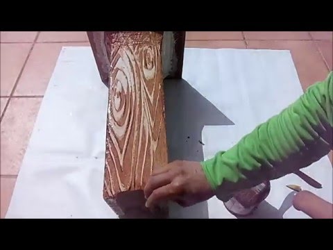 Imitación a madera en hormigón, truco de la patata.