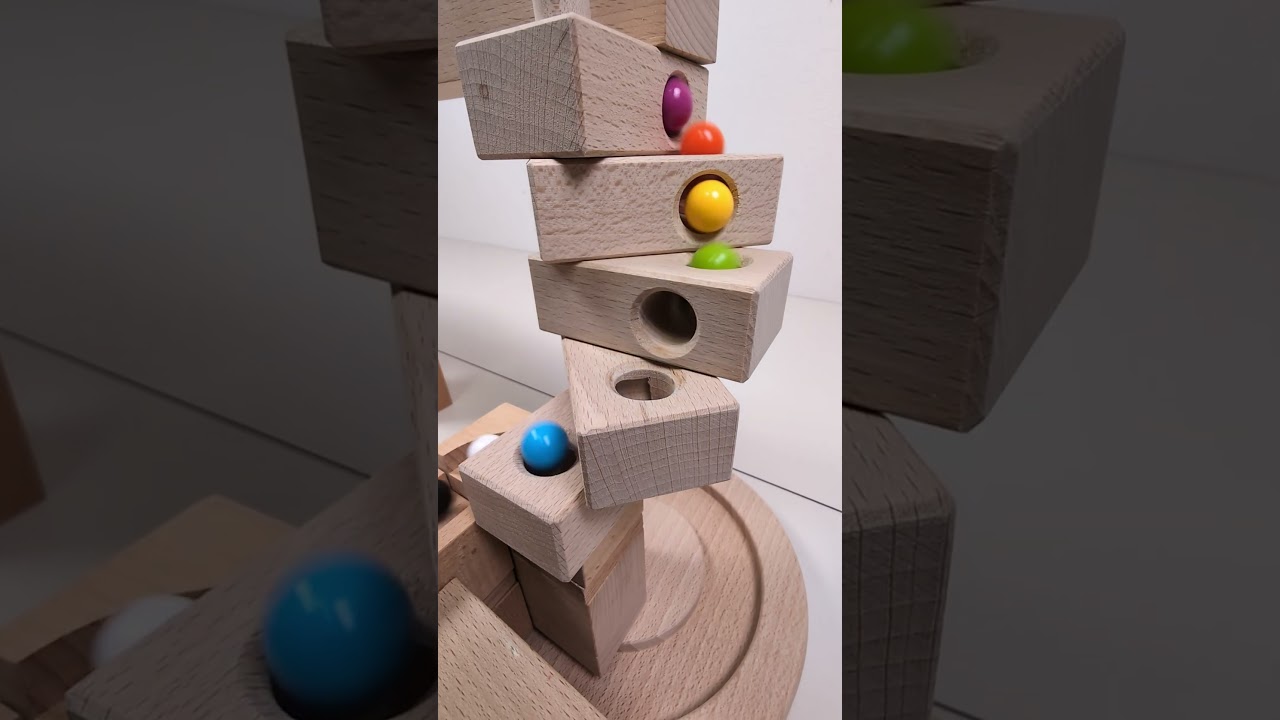 marble Run Race ASMR #304 Wooden Wave Course Colorful Marbles   #marblerun #marblerunrace #asmr