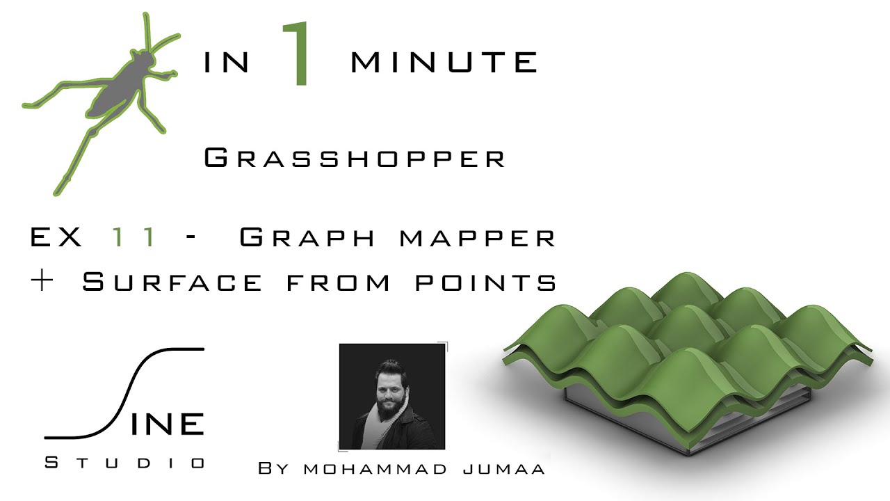 Grasshopper in 1 minute - EX 11 - Graph mapper + Surface from points