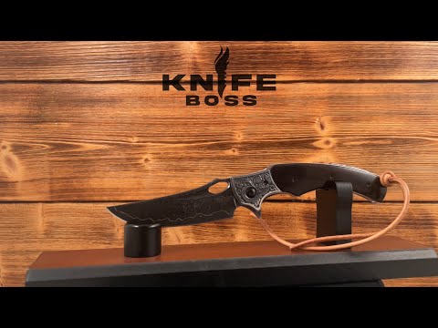 KnifeBoss lovecký zavírací damaškový nůž Ebony VG-10