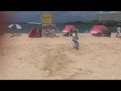 Ryo Kiyuna Beach Kobudo Karate Kata with Bo  ( Kaatin no Kun)
