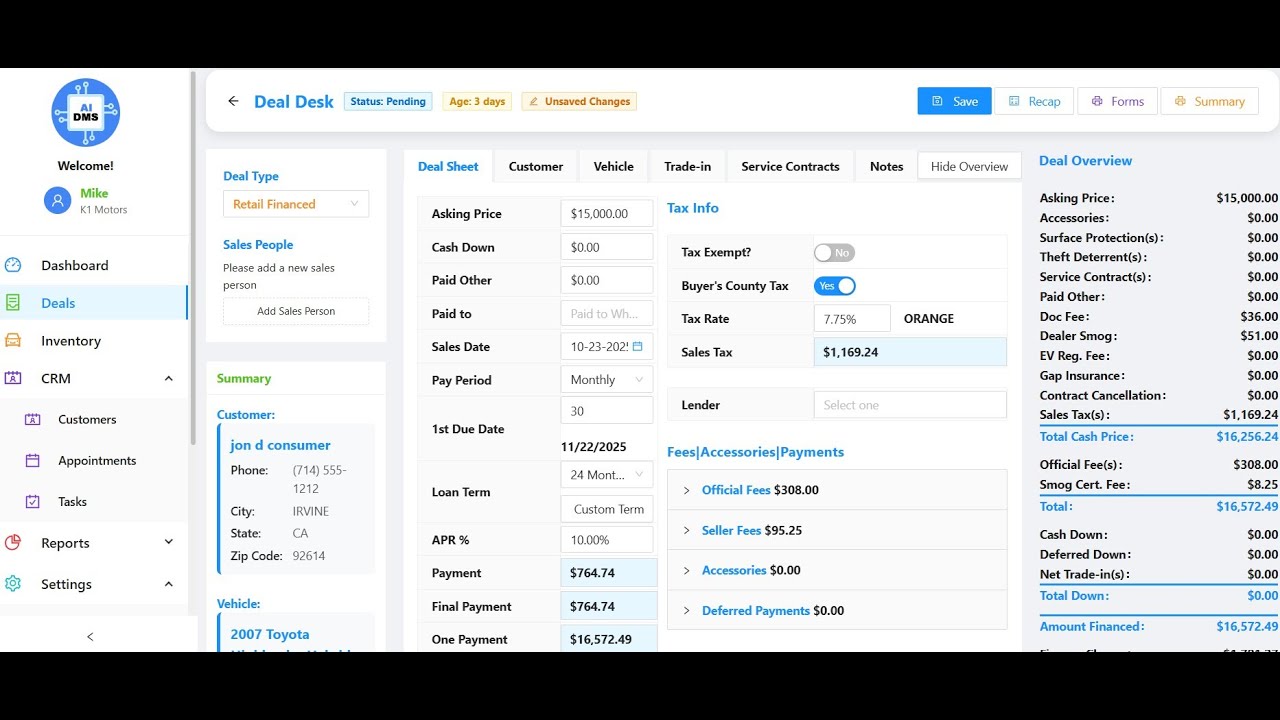 AiDms Demo (Dealership Management Software)