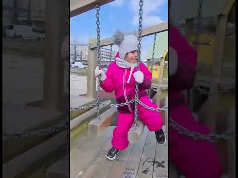 Narcisa plays in the park, cold, winter, children's drawings, princesses