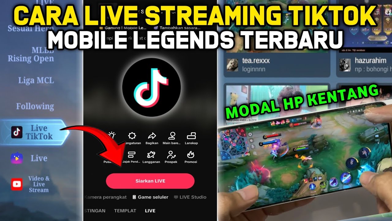 CARA LIVE STREAMING MOBILE LEGEND TIKTOK MENGGUNAKAN 1 HP ANDROID