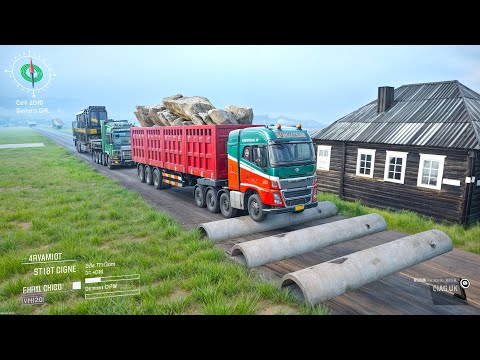 Spintires Mudrunner - Mod Truck Vs Extreme Broken Road With Speed Bumps | Driver Skills Gameplay #15