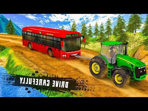 Chained Tractor Towing Bus | Tractor Pulling Vehicles | Best Android Gameplay