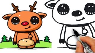 How to Draw Cute Rudolph The Red Nosed Reindeer Easy Beginner