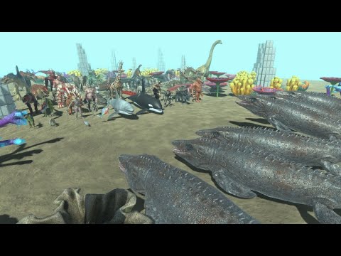 Mosasaurus Team vs Army from ALL FACTION Animal Revolt Battle Simulator