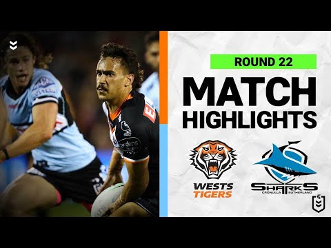 NRL Highlights | Wests Tigers v  Cronulla Sharks | Match Highlights | Round 22, 2022 | NRL
