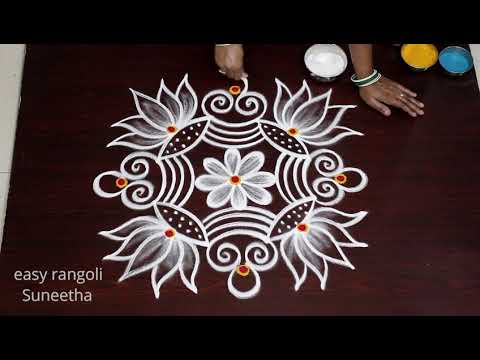 Beautiful Friday Special Lotus kolam rangoli designs || Easy & Simple muggulu || Daily rangoli