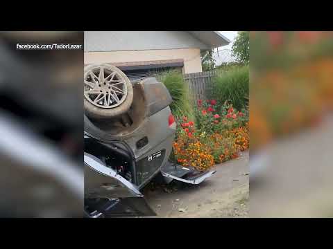 Accident rutier în Grădiștea,  DN31, autoturism răsturnat