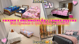 FAXINA PESADA NOS QUARTOS DA CASA NOVA||CAMAS POSTAS•CADA UM COM SUA CAMINHA||MEU QUARTO, UM SONHO💕🏠