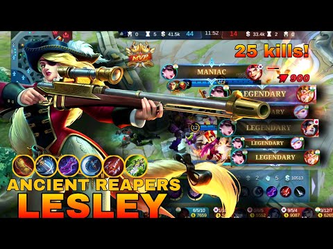 25kills + MANIAC!! Lesley Best Build Gold Lane | Build Top 1 Global Lesley | mobile legends | MLBB.