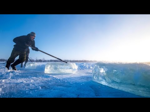 Ice blocks for drinking in Siberia