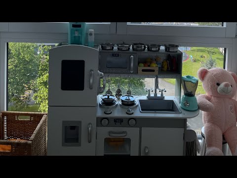 Deluxe Kids Wooden Toy Kitchen (with 10 Utensils) - Grey by Signature