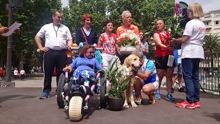 Podium handi de la course 10km La Perpinyane avec Emma et Impoo, 1er Handi