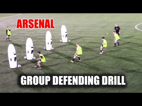 SoccerCoachTV.com - Arsenal Group Defending Drill.